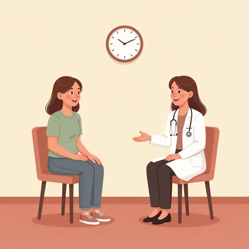 Ilustração de paciente em consulta com a médica gastroenterologista