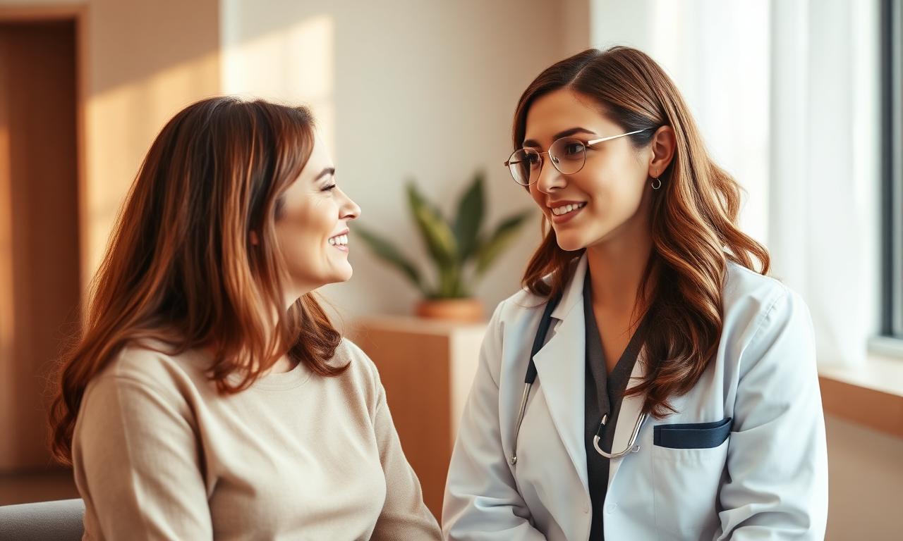 Médica gastroenterologista em consulta com paciente